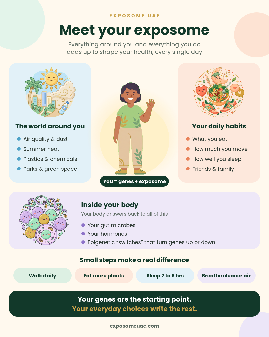 The exposome explained: everything you are exposed to, from food and air to sleep and stress, shapes your health